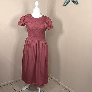 Wishing Waves short sleeve casual dress Size M Dusty Pink.